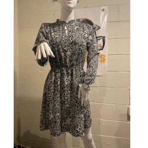 H&M Long Sleeve Black & Ivory Snake Print Dress.